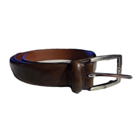 Jos A Bank Brown Genuine Leather Belt w/ Silver-tone buckle, 38 - Picture 2 of 5